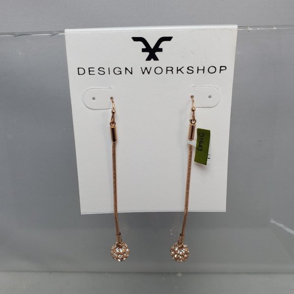 2 for $15 Fragments fish hook gold with rhinestone ball dangle earring - Picture 2 of 4